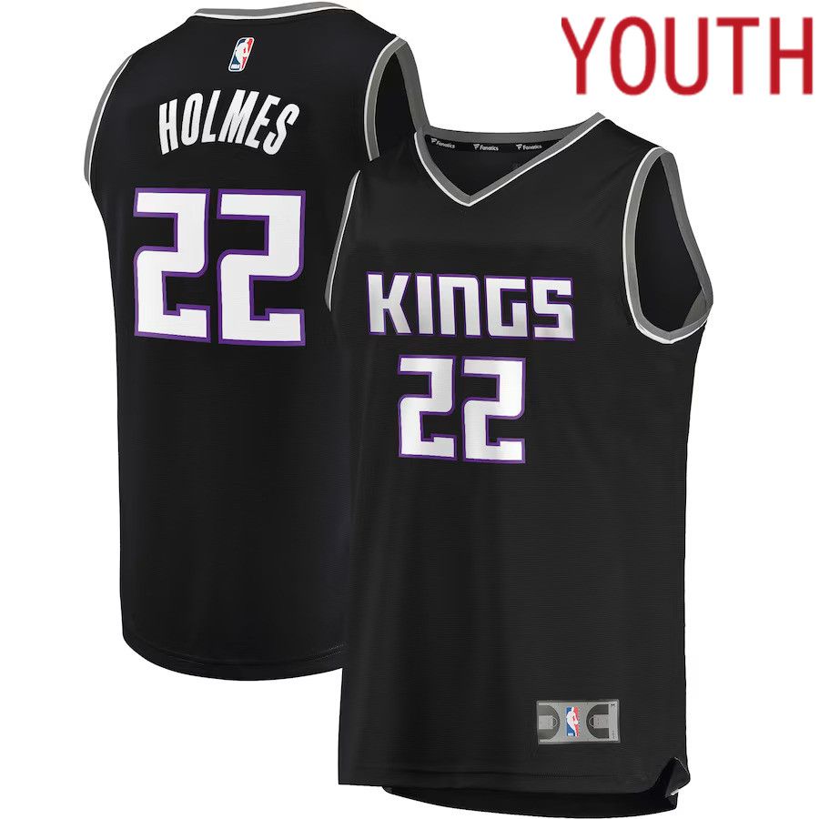 Youth Sacramento Kings #22 Richaun Holmes Fanatics Branded Black Fast Break Replica Player NBA Jersey